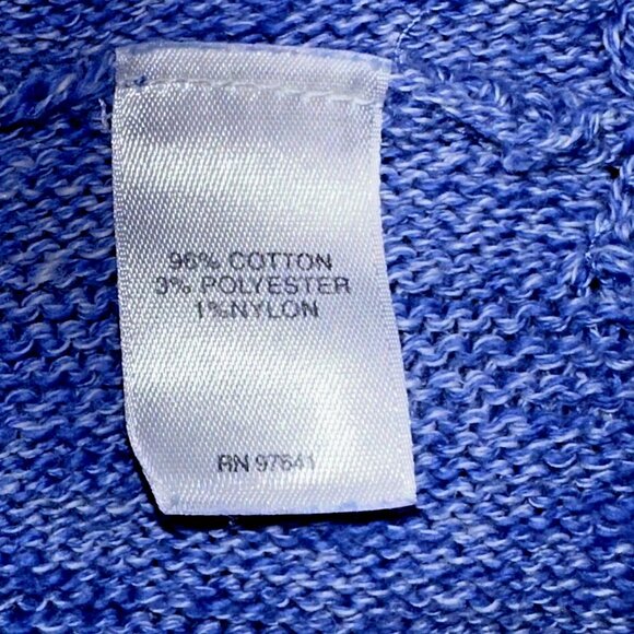 J Jill Knit Tunic Fringe Hem Faux Button Back Marled Sweater Azure Blue Size M - Picture 9 of 10